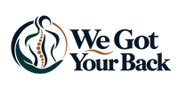 We Got Your Back navy teal and copper spine logo